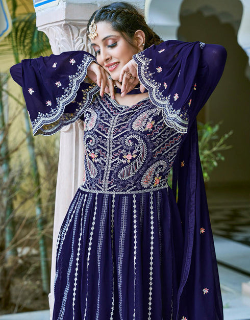 sophisticated purple fox georgette designer party wear heavy salwar suit collection with purple fox georgette rt8977-185078 Close-up View